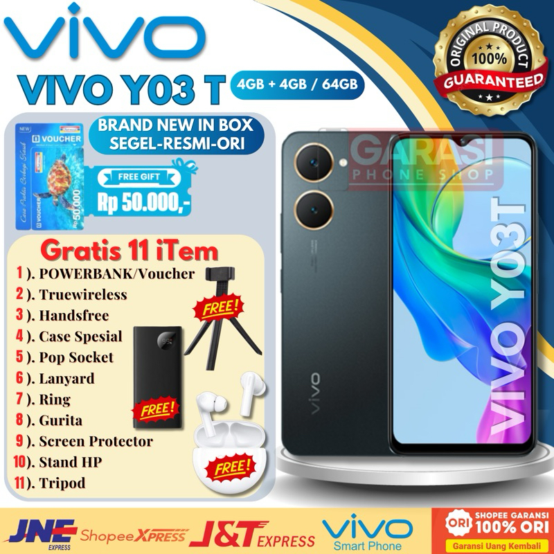 PROMO VIVO Y03 T [ 4GB + 4GB / 64GB ] RESMI SEGEL BRAND NEW IN BOX