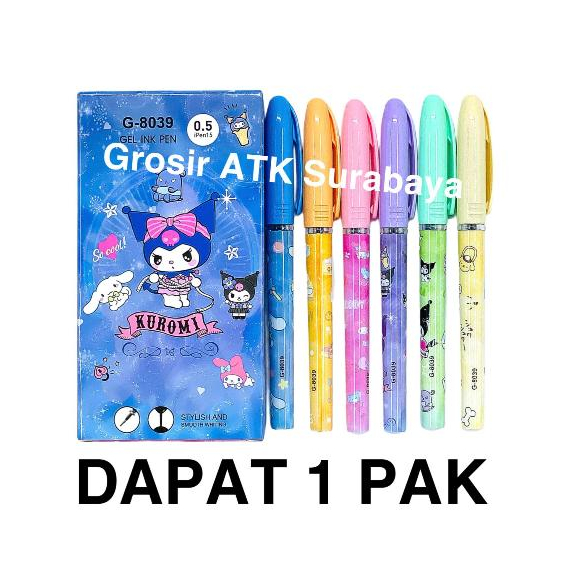 

( DAPAT 12 PCS / 1 PAK / 1 LUSIN ) BOLPEN -8039 / Pulpen Bolpoin G-8039 Kuromi Cinnamorol