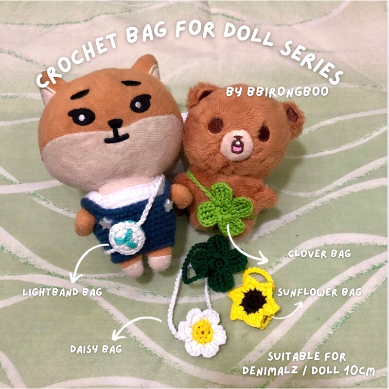 tas rajut / crochet bag untuk denimalz, doll kpop 10cm
