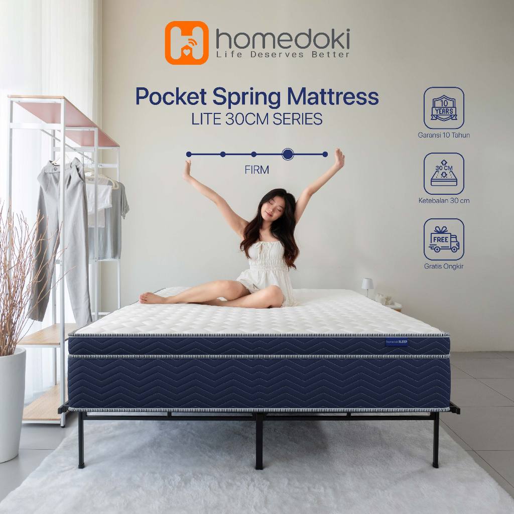 Homedoki LITE30CM Series / Kasur Pegas Springbed Tebal 30cm / Kasur Lantai / Empuk Matras Anti Lemba