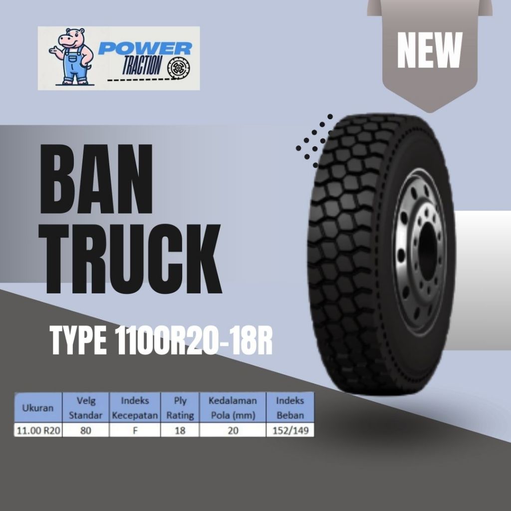 ban truck POWER TRACTION 1100r20x18pr ban luar & ban dalam // ban truck engkel, tronton (RD518)