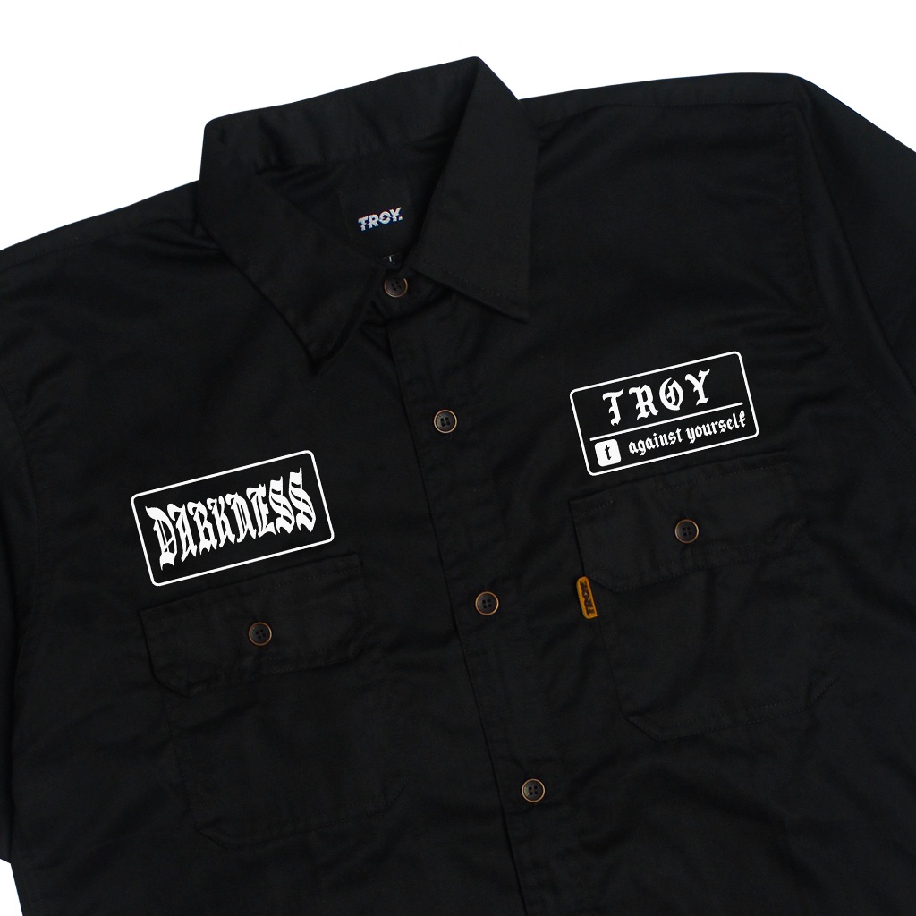 Troy Company Work Shirt Workwear Black Darkness - Kemeja Kerja Workshirt Hitam WSP 3046