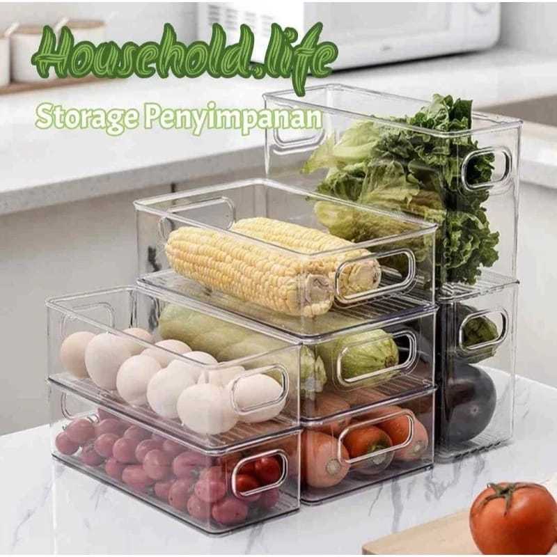 Storage Makanan Kulkas Transparan Wadah Kontainer Penyimpanan Makanan Sayuran Buah Freezer