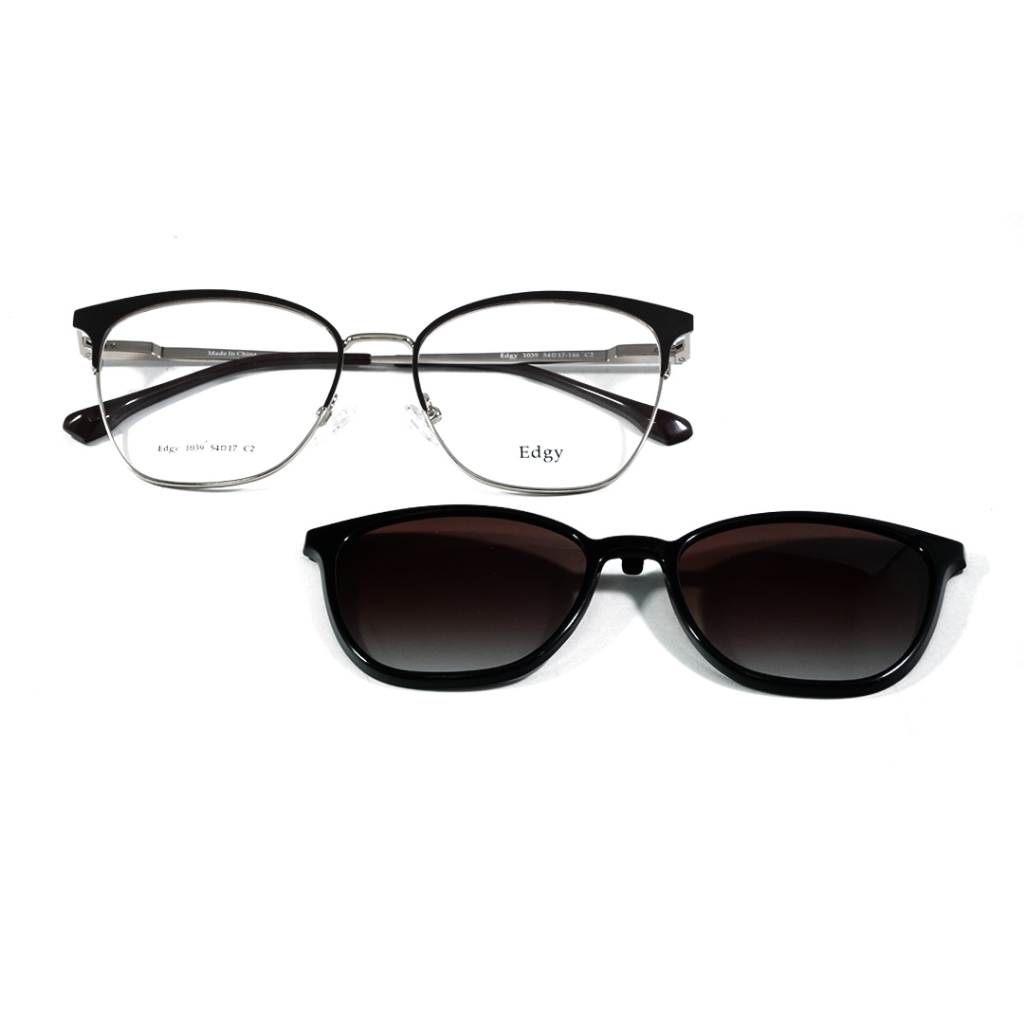 Frame EDGY ; 1039 (WITH CLIP ON) ; C2 (BROWN-PZ) - 54