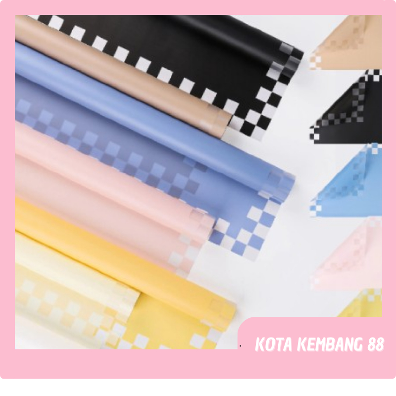 

Kertas Bunga Motif Kotak kotak Flower Wrapping Paper Square Pattern Cellophane KB088