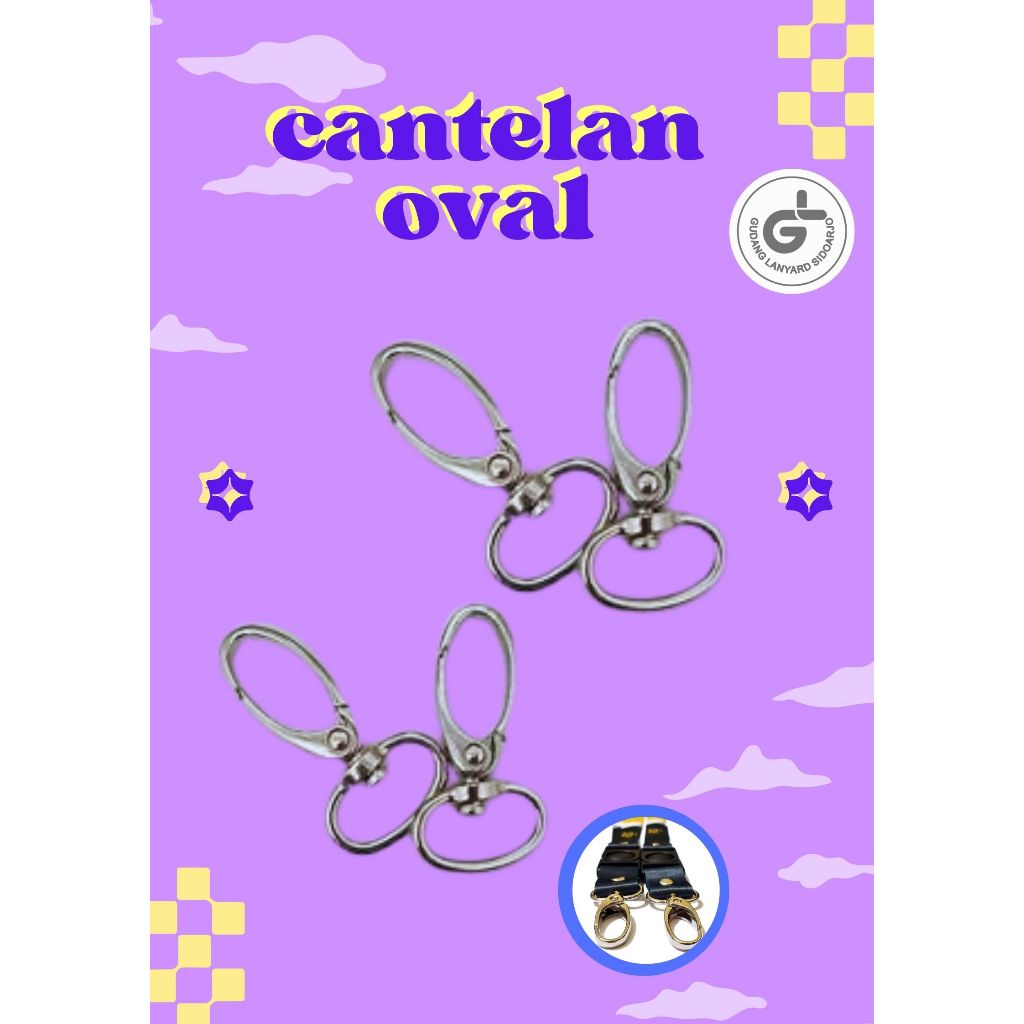 

Cantelan Oval Tali Id card Kew Kew Gantungan Pengait Besi 1,5cm dan 2cm