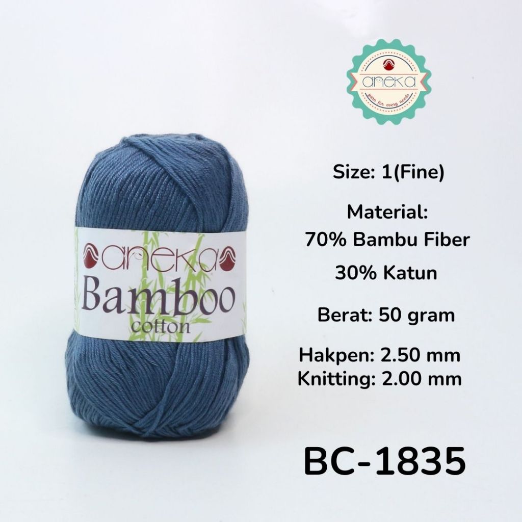 Benang Rajut Katun Bambu / Cotton Yarn - 1835 Denim