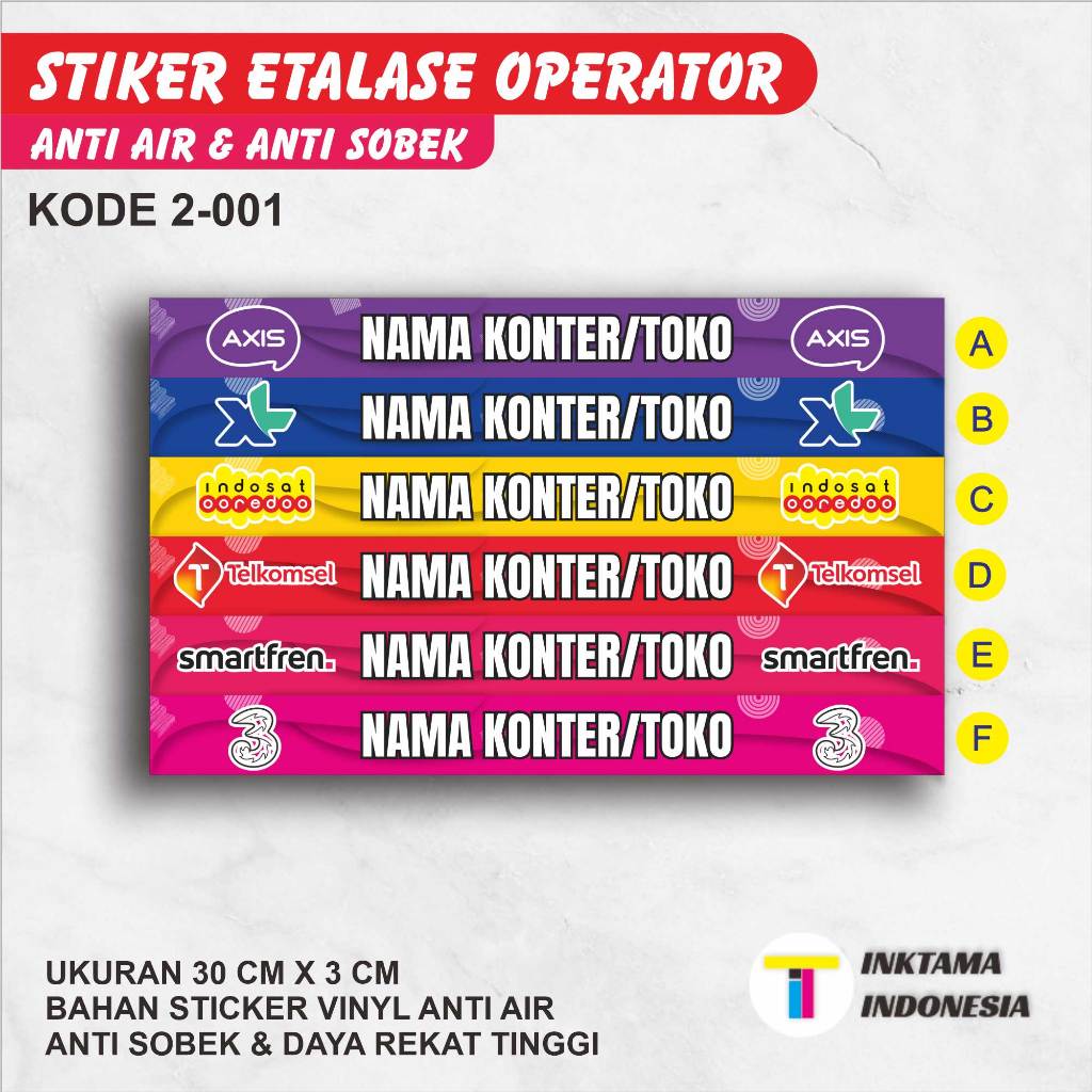 

Sticker Stiker Etalase Konter / Counter / Operator Toko Tanpa Minimal Order