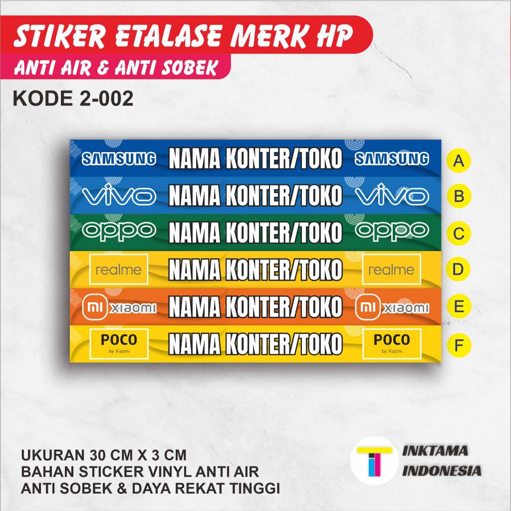 

Sticker Stiker Etalase Konter / Counter / Toko Merk HP Tanpa Minimal Order
