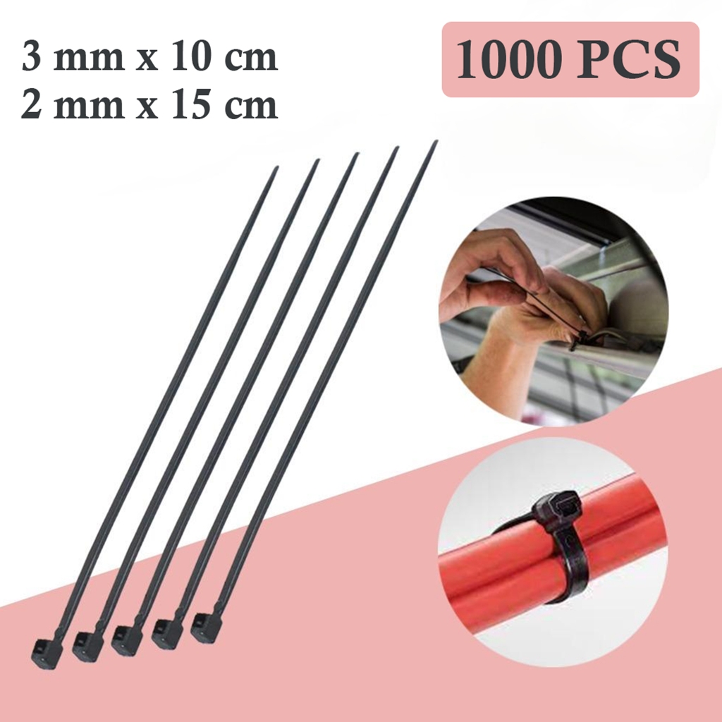 

1000pcs Kabel Ties Nylon Krek Cable Tie Self Lock Tali Hitam Panjang 10cm 15cm