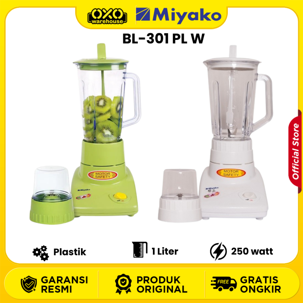 Miyako Blender  BL-301 PL 2 In 1 Plastik Low Watt Garansi Resmi