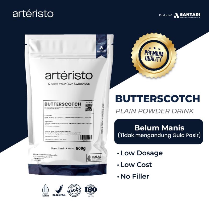 

ARTERISTO BUTTERSCOTCH PREMIUM POWDER DRINK 500GR - TANPA GULA PASIR - Bubuk Minuman Instan
