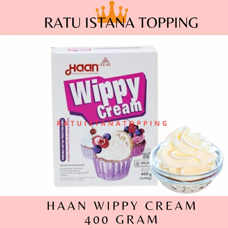 

WHIP CREAM HAAN 400 GR WIPPY CREAM HAAN TOPPING MINUMAN