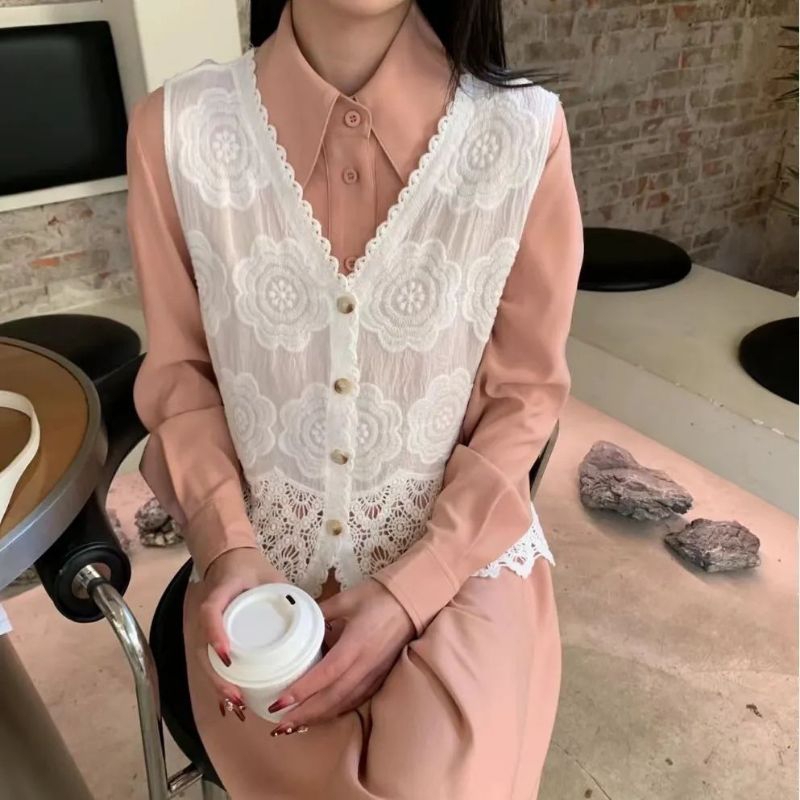 Rompi Rajut Vest Wanita Bunga2 Besar V-neck Retro Korea Style