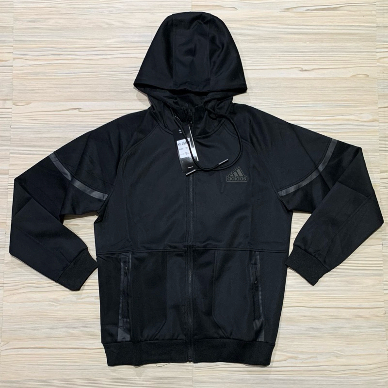 JAKET BAHAN TEBAL ADIDAS LENGAN PANJANG TOPI KUPLUK HOODIE SCUBA IMPORT ZIPPER OLAHRAGA RUNNING HITA