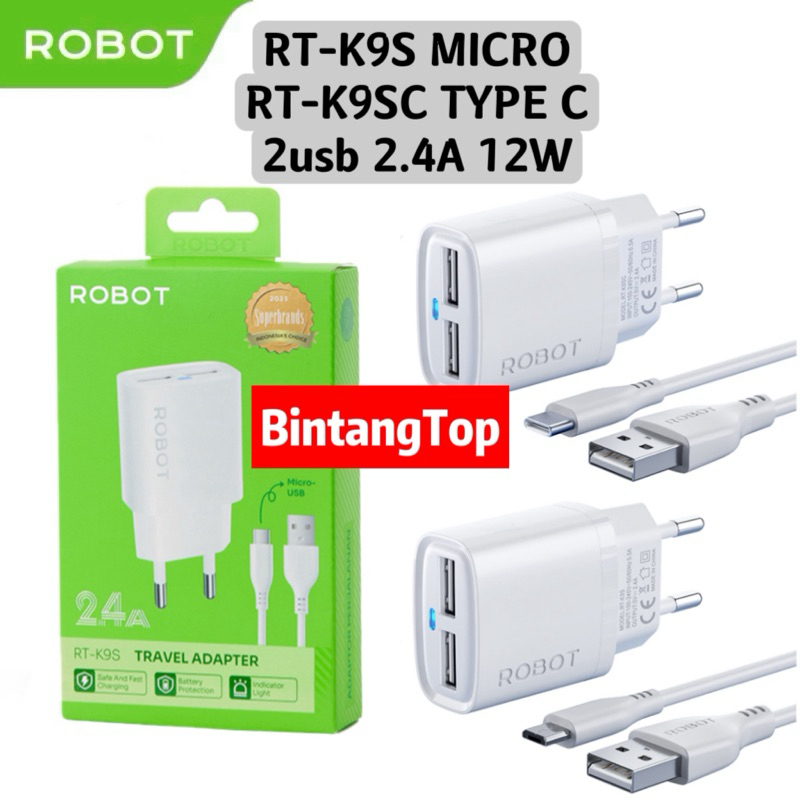ROBOT RT-K9S RT-K9SC RT-K11 RT-K11S / Charger ROBOT RT-K9S MICRO USB RT-K9SC TYPE C dual output 2.4A