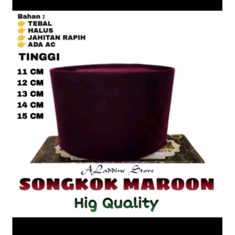 songkok hitam peci merah maroon peci songkok kopyah tinggi 11 12 13 14 15 cm harga langsung dari pro