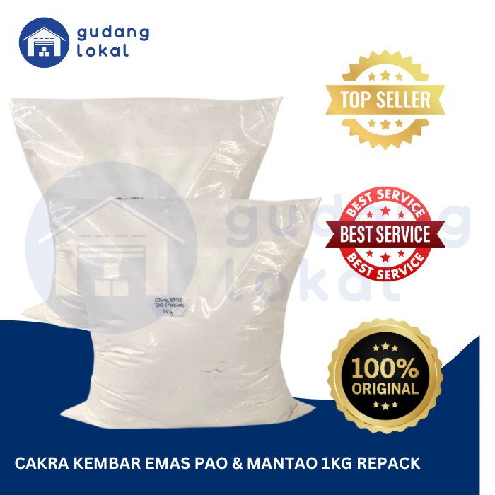 

TEPUNG TERIGU CAKRA KEMBAR EMAS ROTI PAO & MANTAO REPACK 1KG