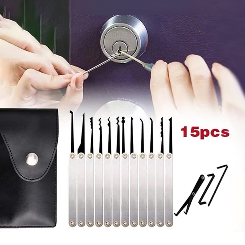 15pcs Set Alat Pembuka Kunci Gembok Pintu Darurat Locksmith Tools Lock Pick