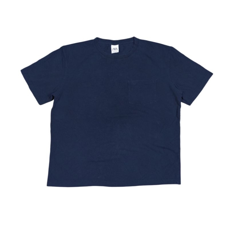Kaos zara pocket navy pekat second original
