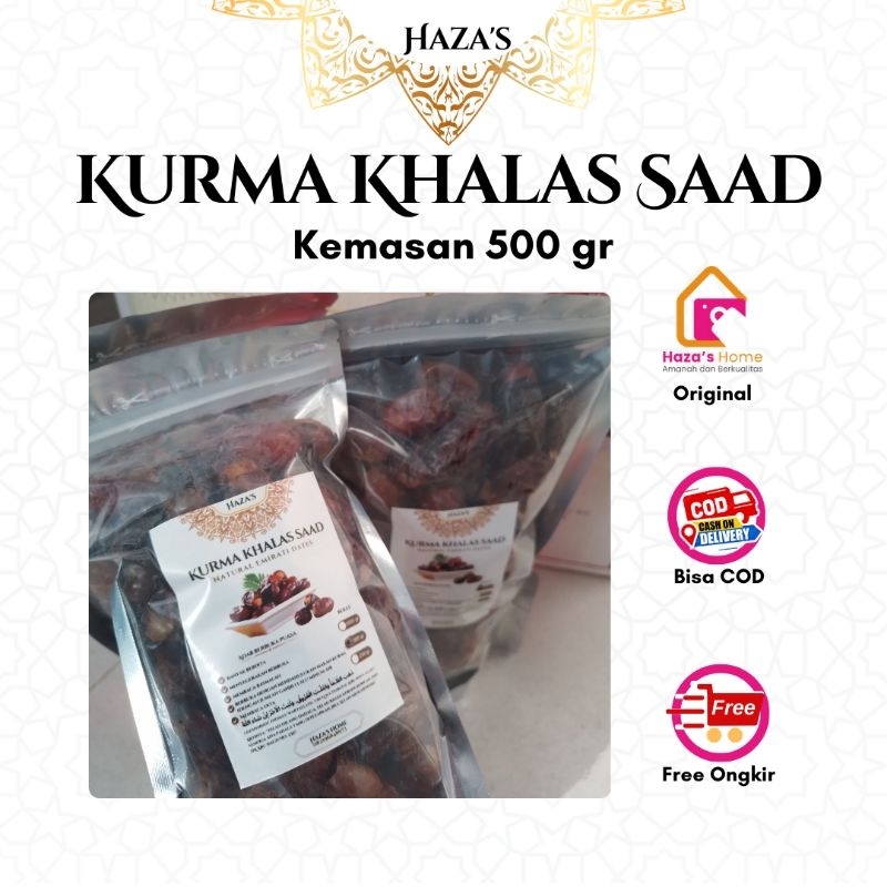 

HAZA'S ~ NATURAL KURMA KHALAS SAAD | KEMASAN 500GR | KURMA PREMIUM