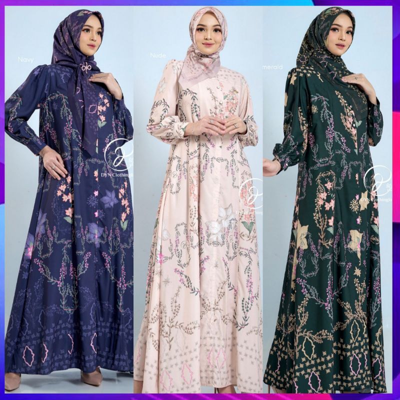 Dyn Clothingline Zahira Dress | Midnight Couple Series | Bahan Rayella Premium Gamis Mewah Wanita Ke