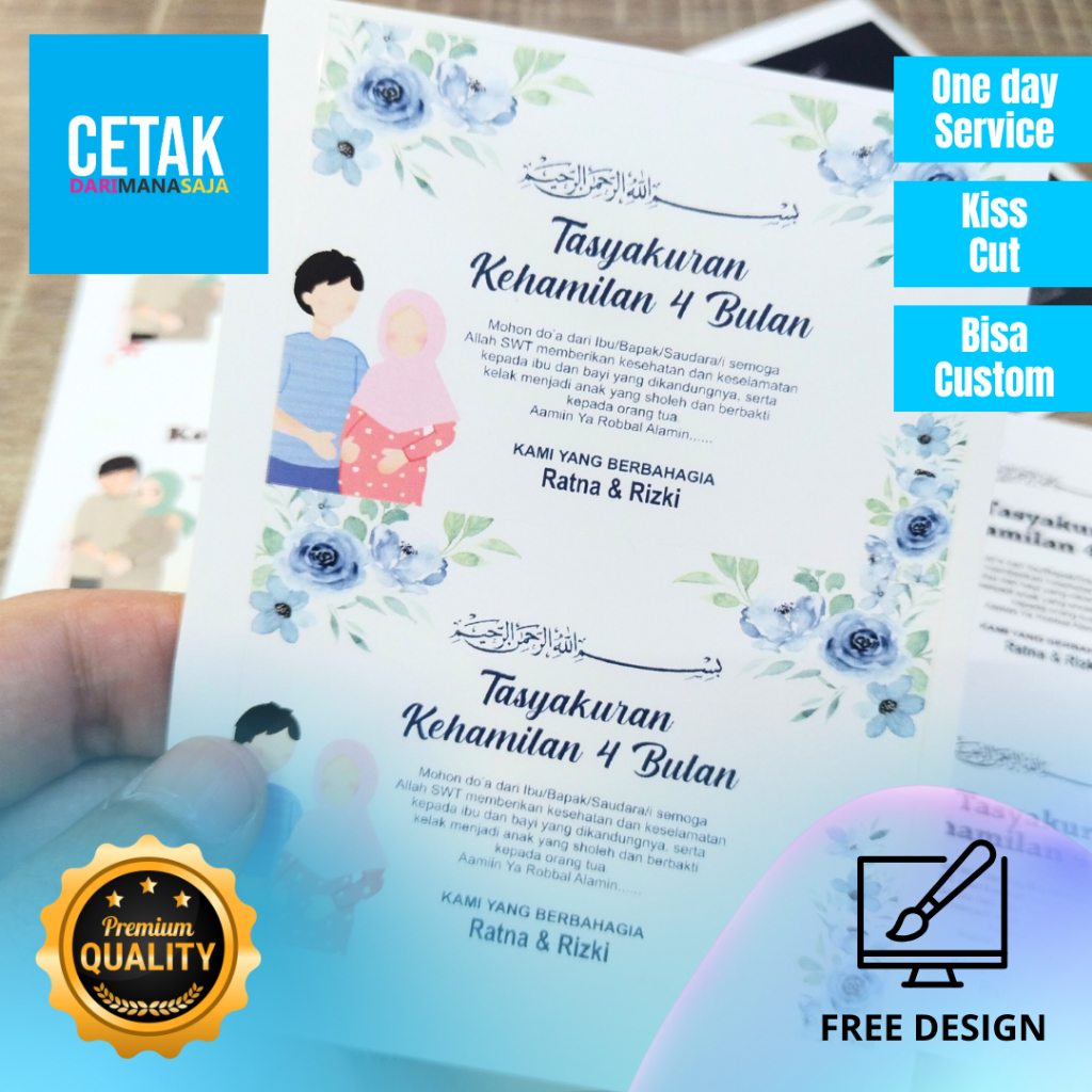 

Cetak Sticker dan Kartu Ucapan Stiker Card Tasyakuran Kehamilan 4 Bulanan Free Design