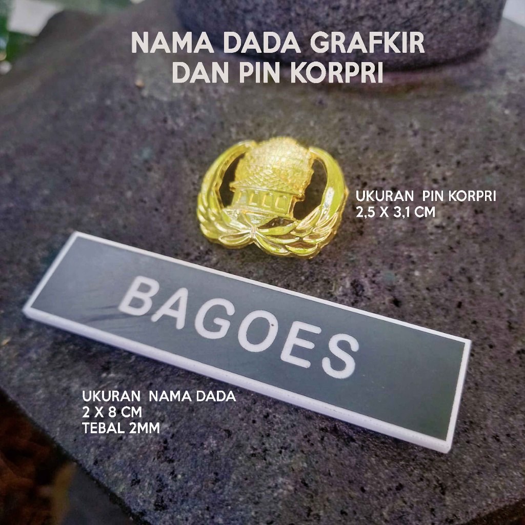 Papan Nama Dada Grafir Papan Nama Dada Plus Pin Korpri Kuningan Lencana Korpri
