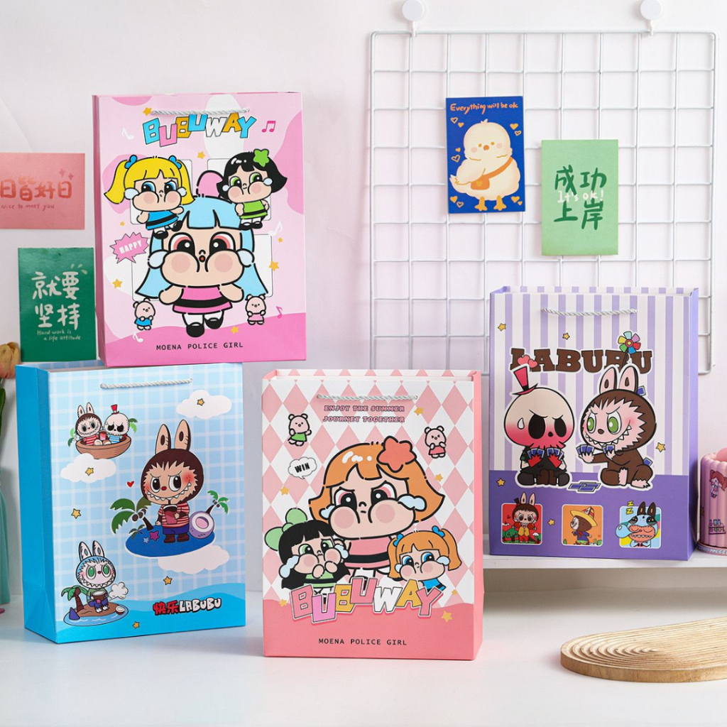 

[randomstuff] Paper Bag Labubu Monster Bubuway Moena Police Girl Goodie Bag Tas Kado Unik Aesthetic