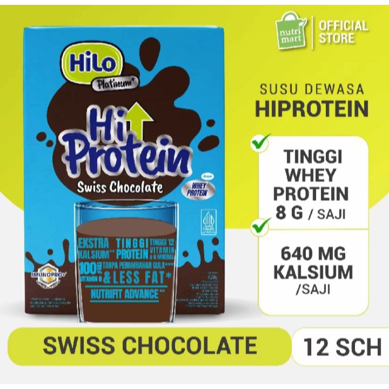 

HiLo Platinum Swiss Chocolate 12 x 35 g - Twin Pack HiLo platinum Swiss Chocolate 420 g - Susu Dewasa Anti Pegal Lebih Tinggi Kalsium Protein Paling Lengkap