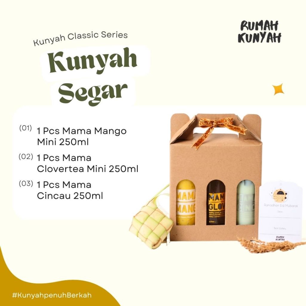 

Hampers Ramadan Kunyah Segar 3 Set Minuman ES CINCAU JUS MANGGA DAN EARL GREY TEA