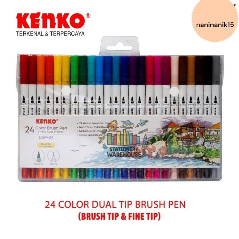 

KENKO 24 COLOR BRUSH PEN PENA KUAS WARNA DBP-24