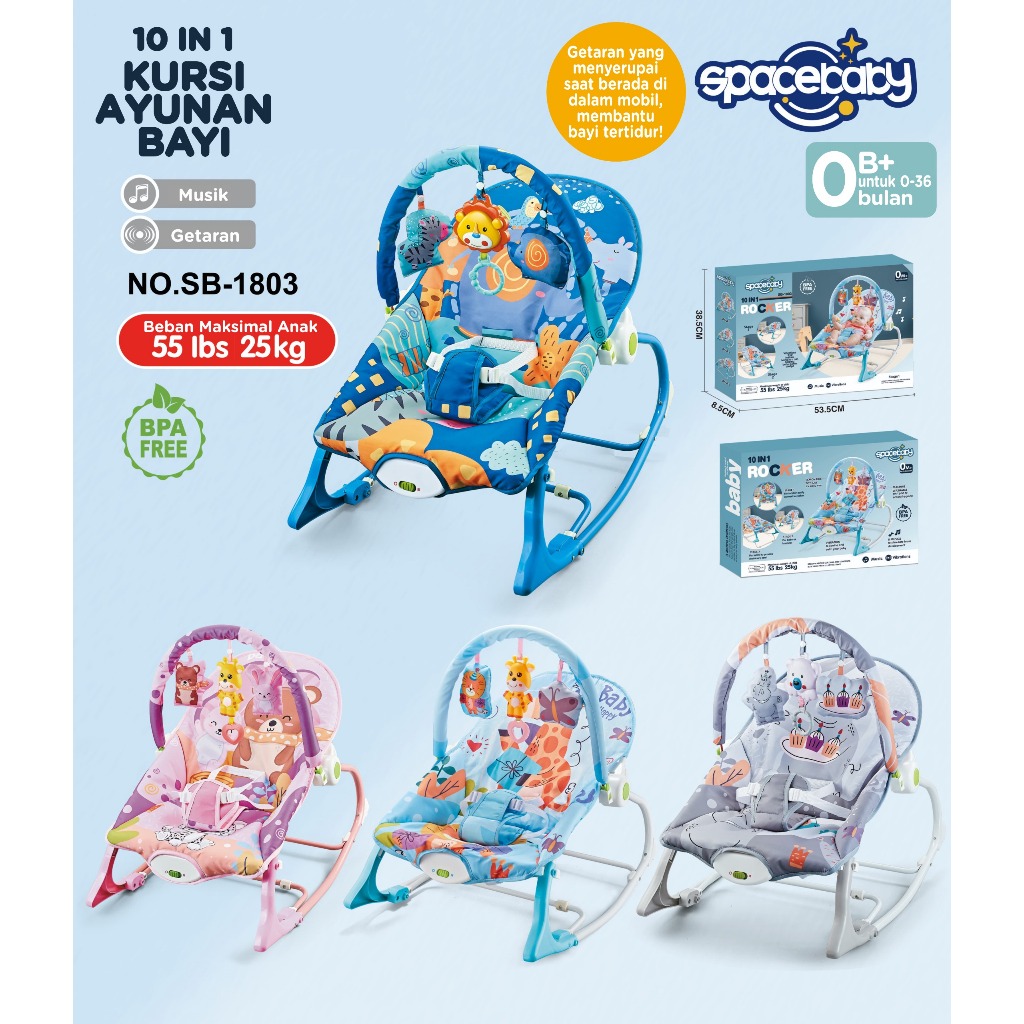 ND SPACE BABY INFANT TO TODDLER ROCKER 10 IN 1 ZX-1803 SPACE BABY BOUNCER ROCKER 10IN1 ZX-1703/Sugar