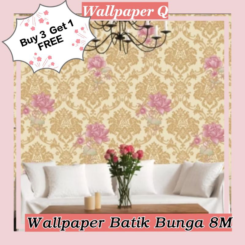 [BELI 3 GRATIS 1] Wallpaper Dinding 10M Wallpaper Kamar Tidur Batik Bunga Wallpaper Ruang Tamu Mewah