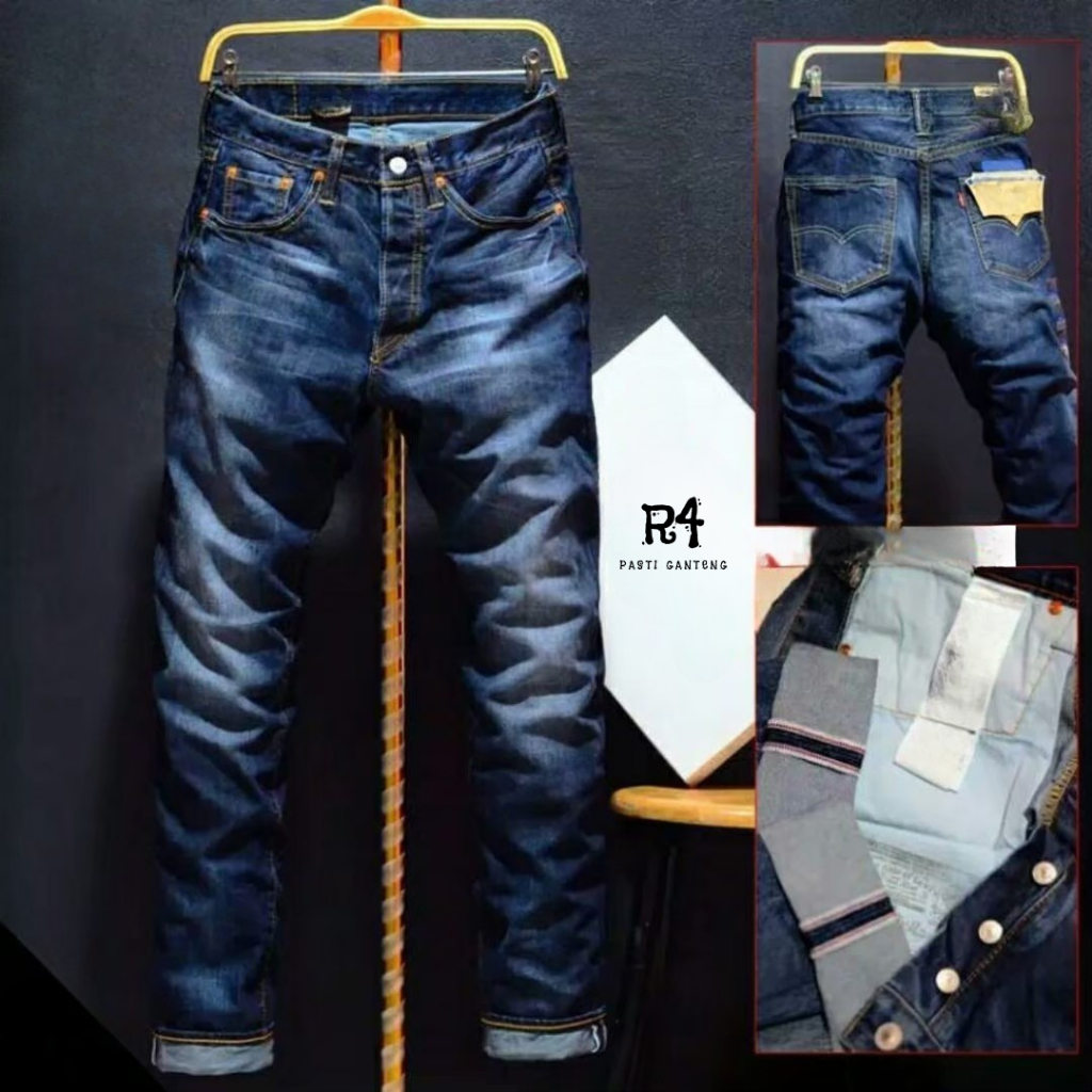 Celana Jeans Pria Panjang Casual type Kancing Made in Japan Dan USA Selvedge Jeans Reguler Fit