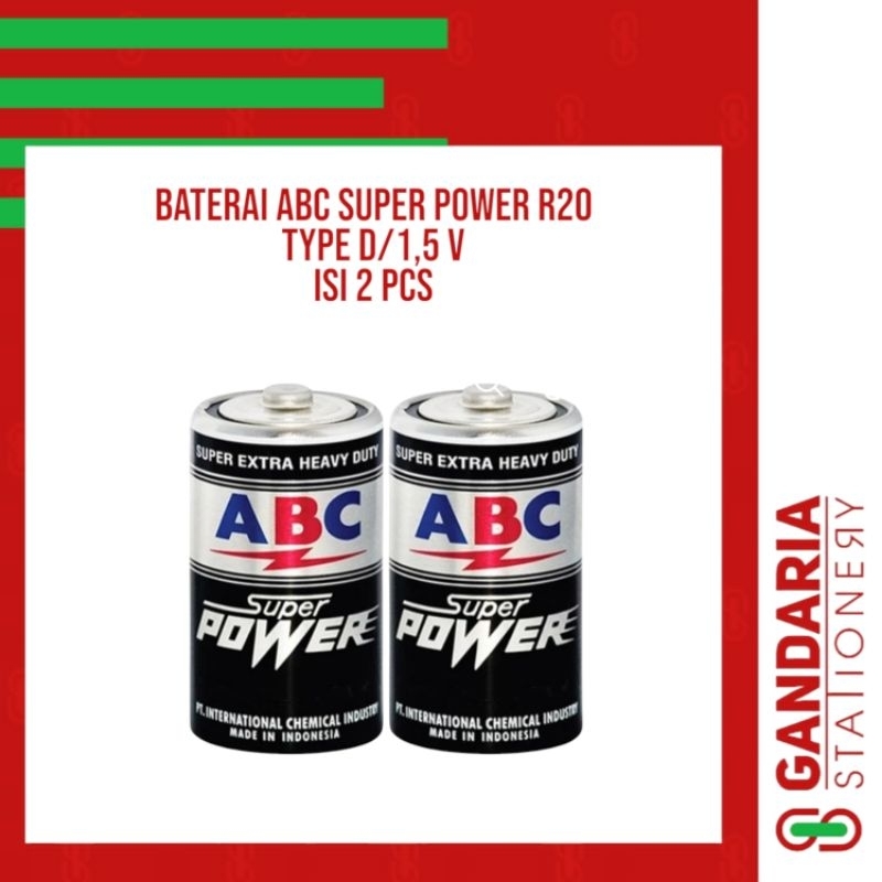 Baterai ABC SPW Super Power Hitam R20 Type D Besar - isi 2pcs