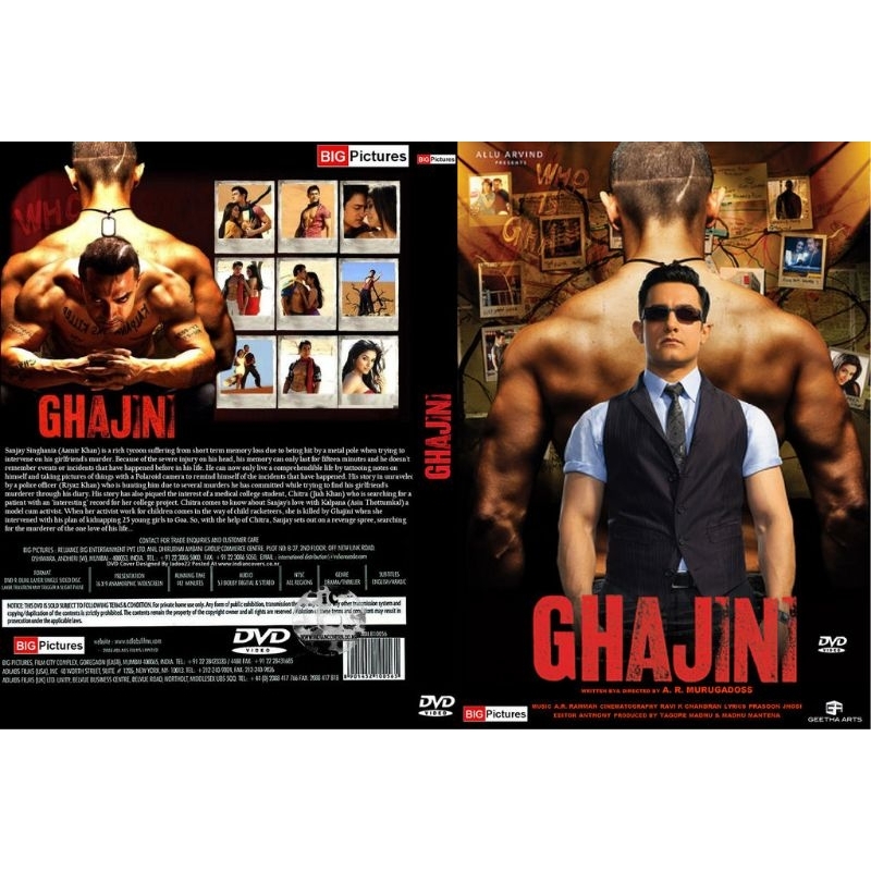 KASET DVD GHAJINI-KASET DVD INDIA BOLLYWOOD AAMIR KHAN-KASET DVD INDIA FULL AKSI