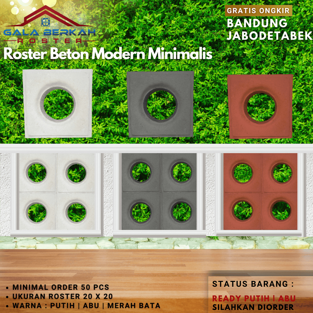 ROSTER BETON MINIMALIS, Loster Beton Minimalis, Lubang Angin, Ventilasi Udara, Pagar Rumah, Sekat Ba