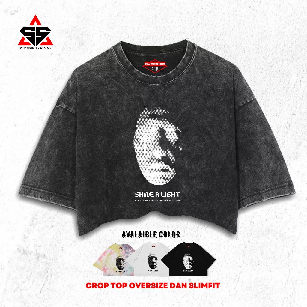 SUPERIOR Crop Tee G-Dragon Washed Tye Die Longsleeve Oversize Slimfit Crop Top GDRAGON-12