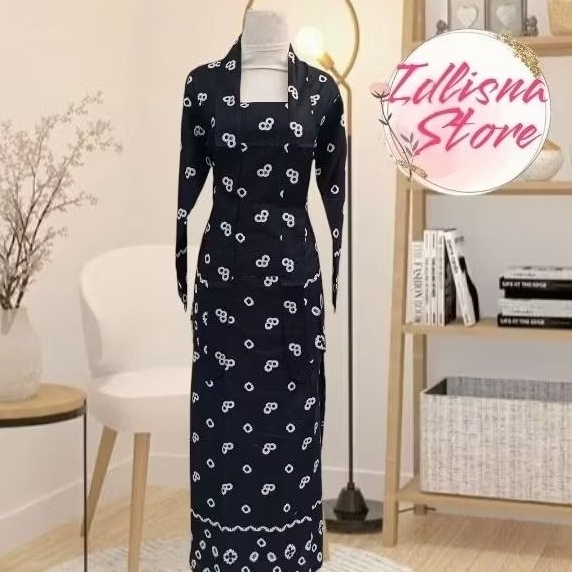 Setelan Kebaya Kutu Baru Modern Jumputan Bawahan Rok Lilit Motip Jumputan