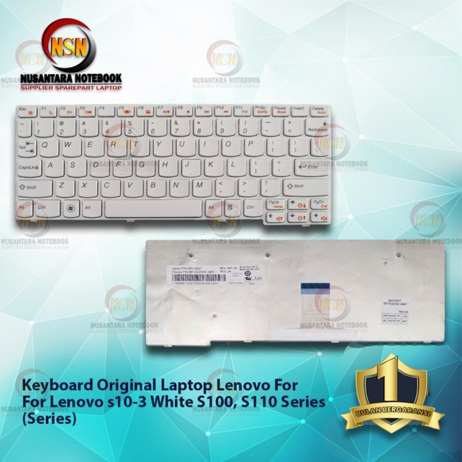 Keyboard Original Laptop For Lenovo s10-3 S100 , S110 Series Putih