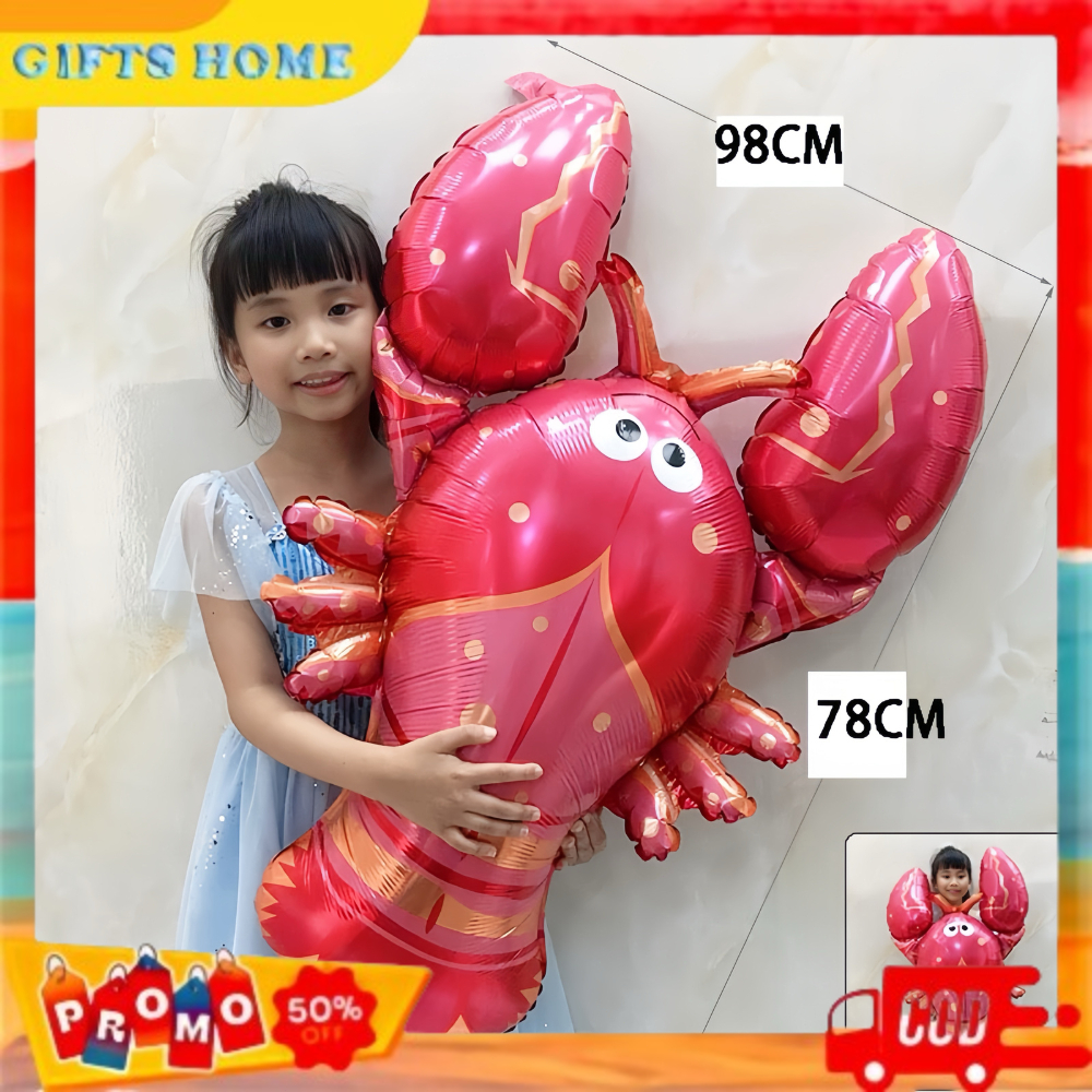Balon Foil Jumbo Lobster Binatang Laut / Balon Hewan Lobster Jumbo Tema Laut