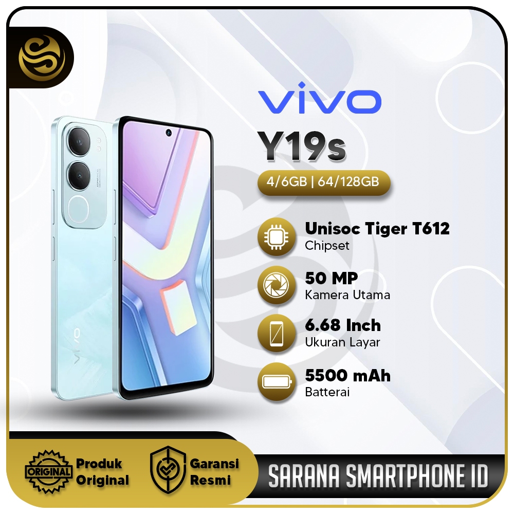 Vivo Y19s RAM 4/64 4/128 6/128 - Kamera 50MP - Baterai 5500mAh - UNISOC T612 - HP Murah Berkualitas