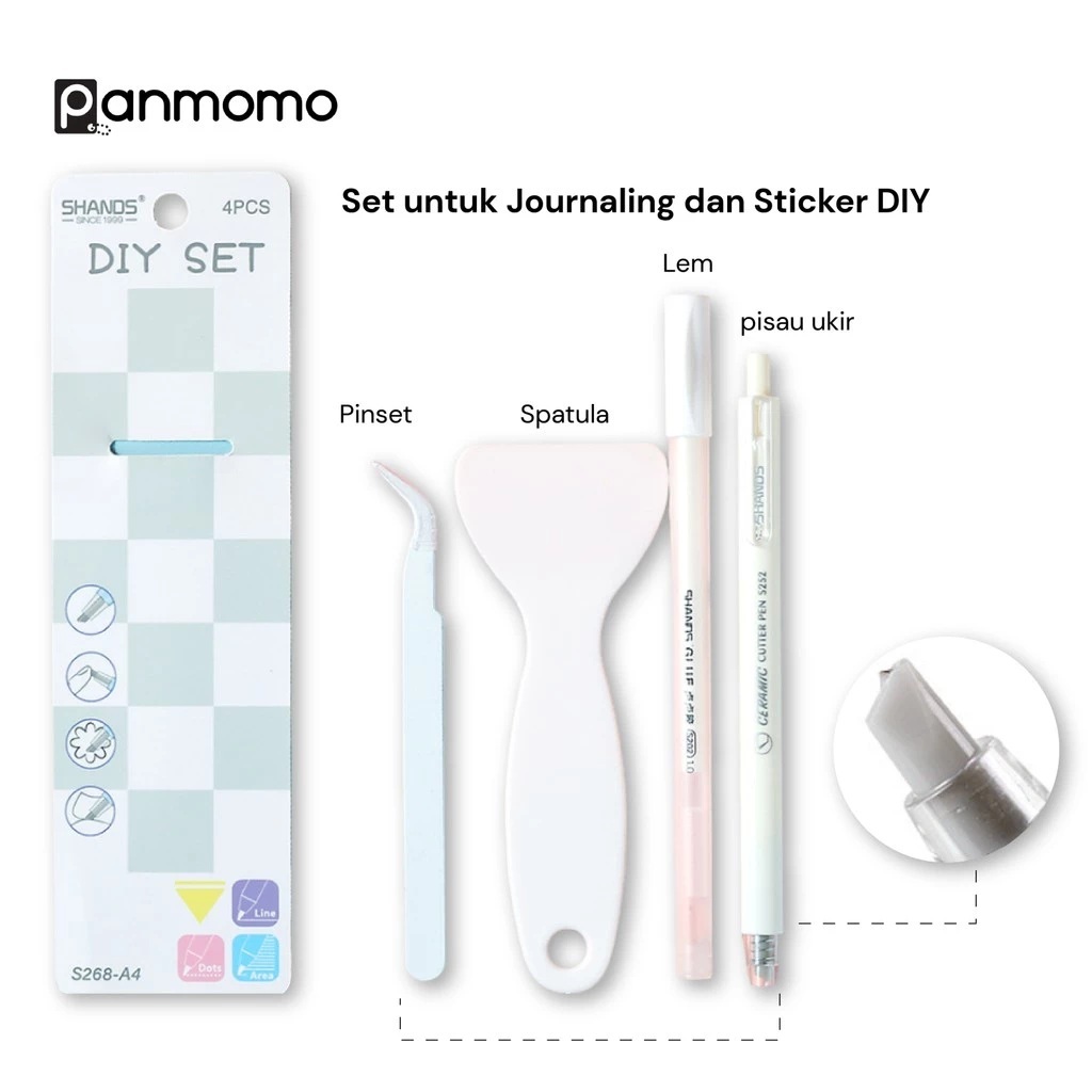 

DIY Journaling Set (4pc) Tweezer Pinset Lem Cutter Untuk DIY Sticker