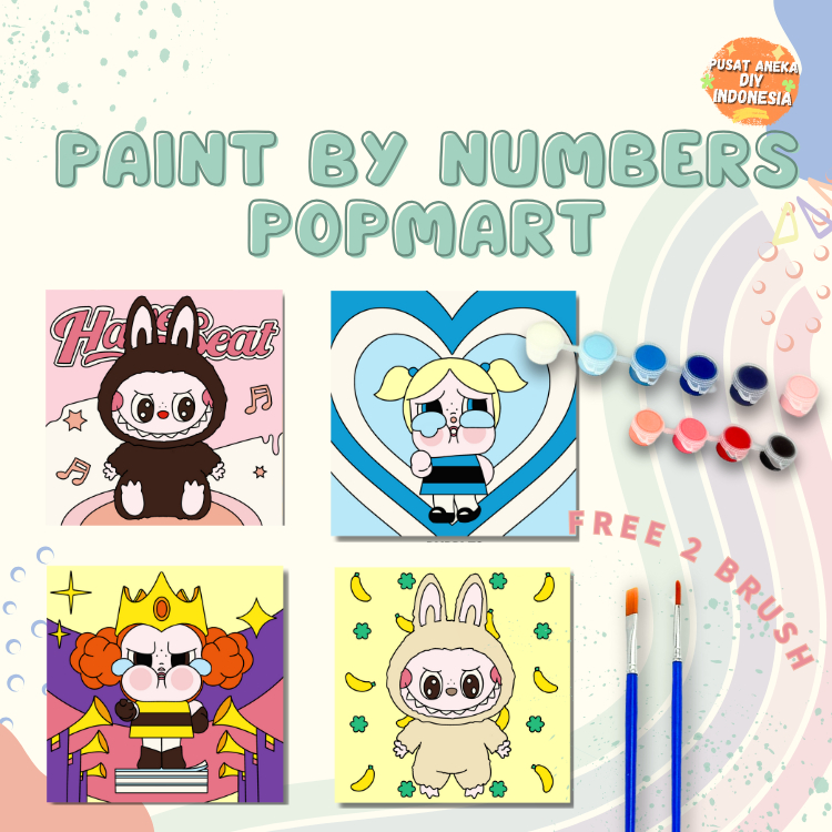 

DIY Paint By Numbers Kit Labubu Crybaby Powerpuff Edition V1 V2 1 Set Number Canvas Board | Kanvas Alat Lukis 20x20 With Frame Digital Painting