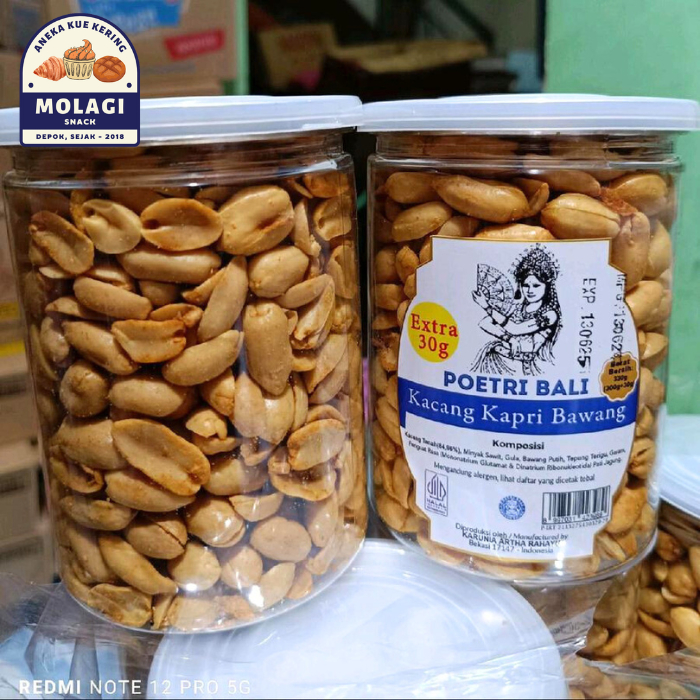 

POETRI BALI Kacang Bawang Spesial Toples 320 Gram - Molagi Snack