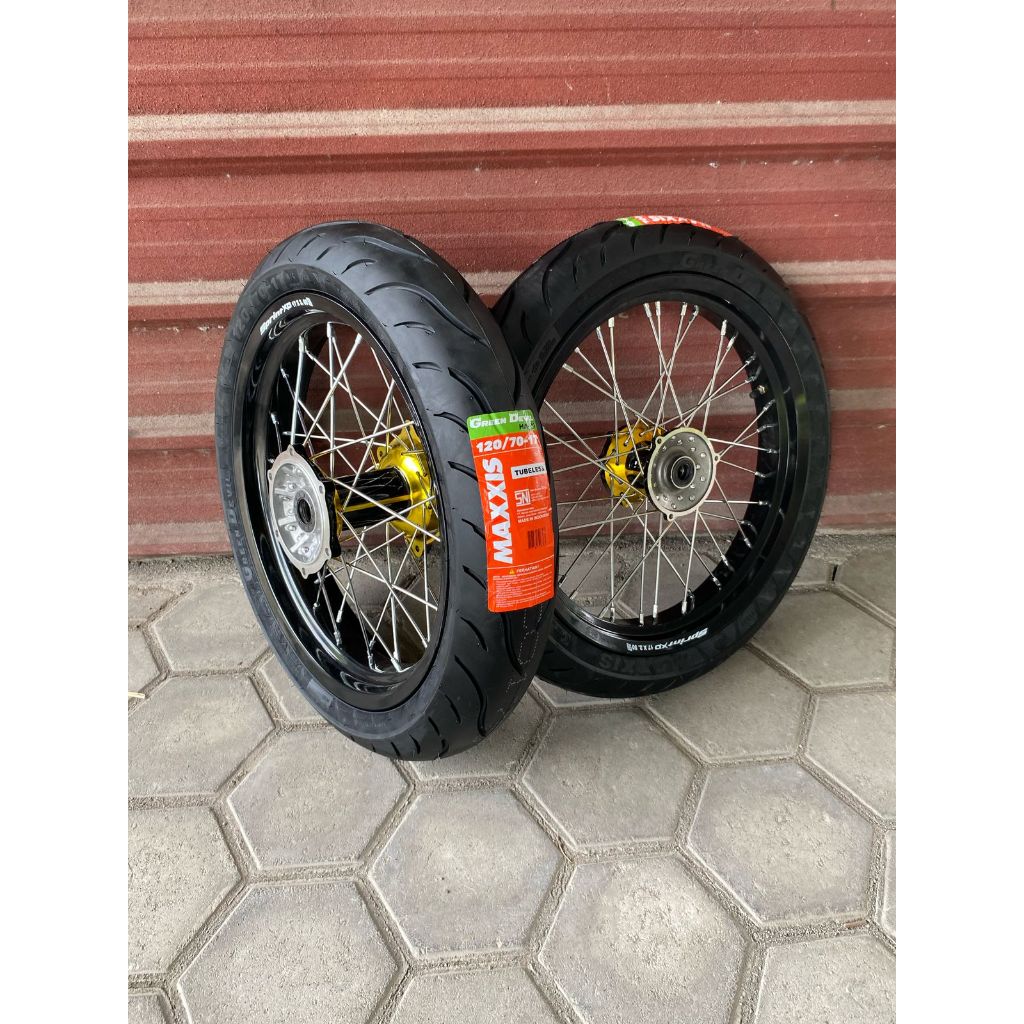 Roda Supermoto WR 250/300 Ring 17 Wheelset SUMO Yamaha WR155 Ban Maxxis Baru
