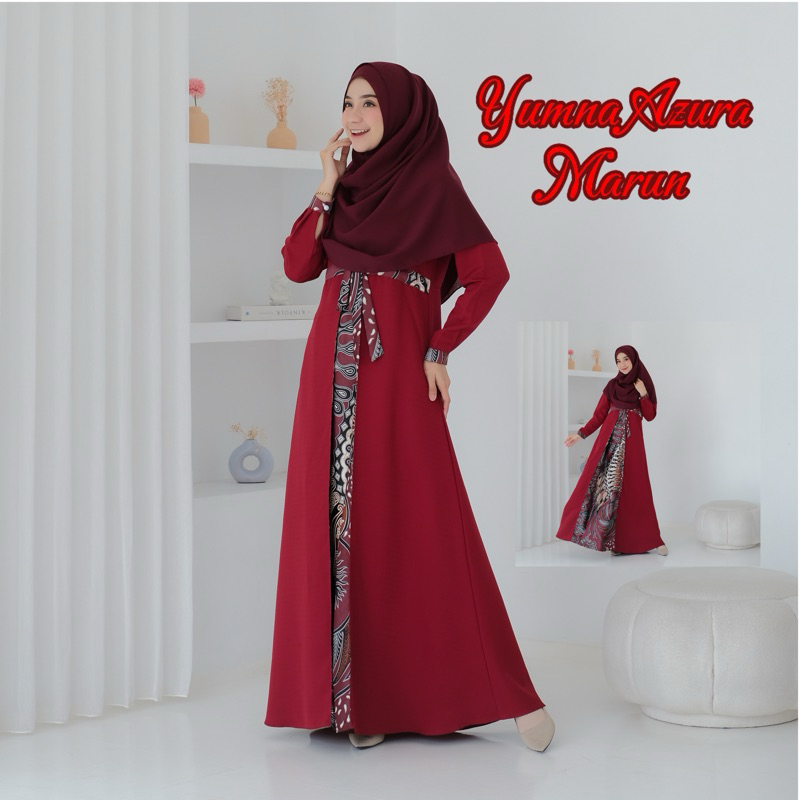 Gamis Syar i Batik Kombinasi Premium Dress Fashion Gamis Wanita Batik Baloteli Modern Gamis Terbaru