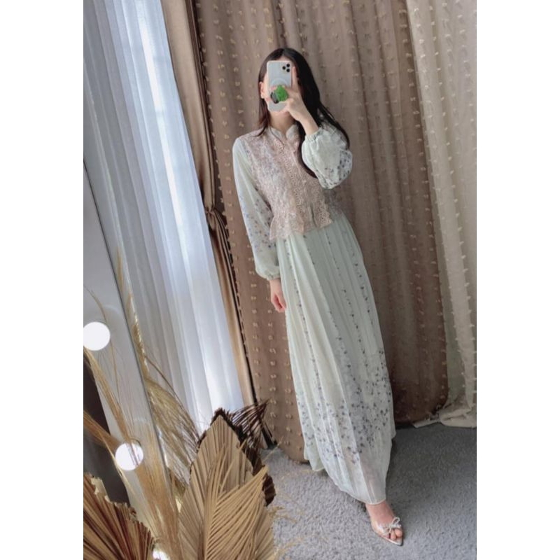 Almaira Dress || Gamis Lebaran || Dress Lebaran || Dress Motif Bunga || Dress Muslim || Abaya || Kaf