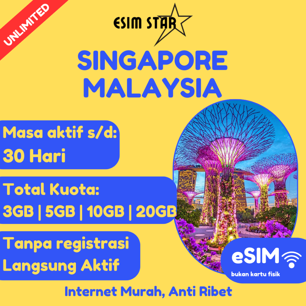 esimstar - ESIM SINGAPURA MALAYSIA SINGAPORE | Travel SIM | Big Data | Internet Roaming | Paket Inte